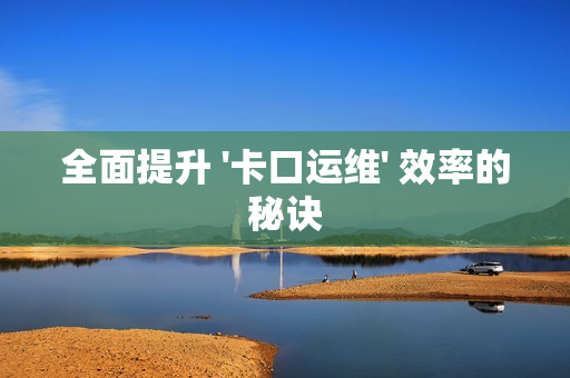 全面提升 '卡口運(yùn)維' 效率的秘訣